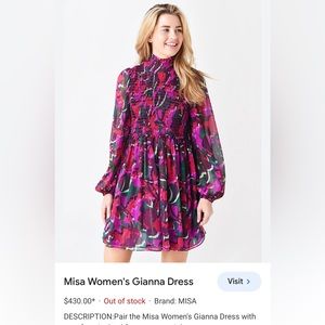 Misa Women’s Gianna Dress, Pink Floral size Small